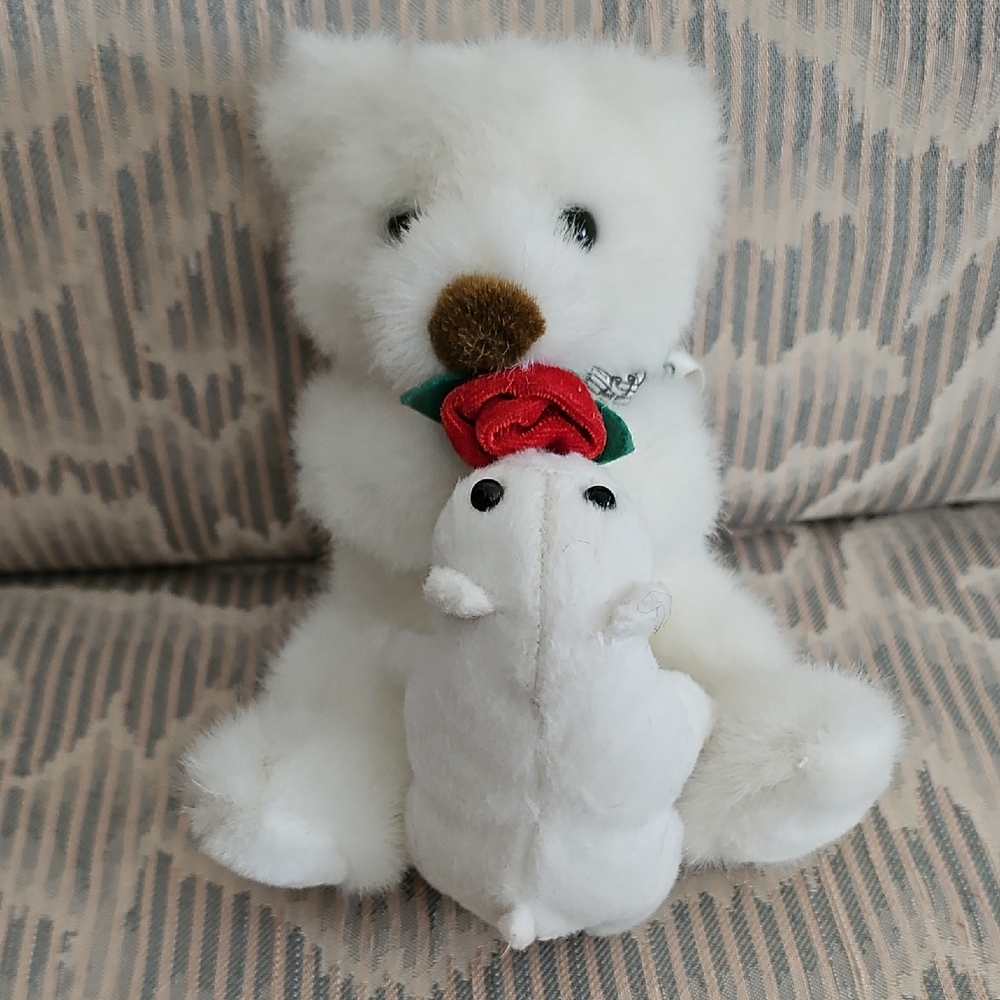 Vintage Russ Berrie Mama & Baby Bear "Creampuff"